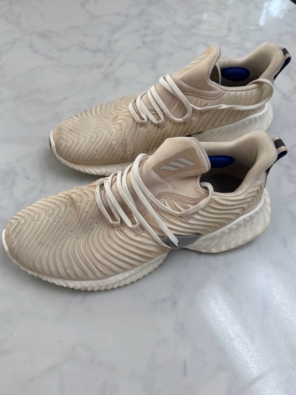 adidas Cream Beige Knit Running Sneakers